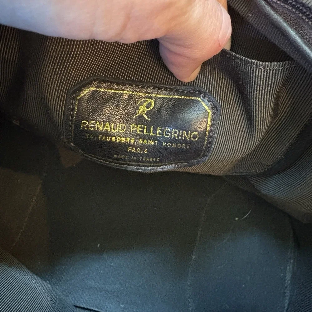 Renaud Pellegrino Paris Blue Brown Hair-On-Hide Leather Tote Bag France